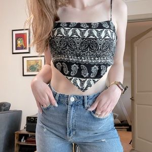 Black paisley crop top